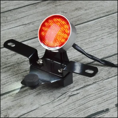 GN retro motorcycle cafe race modified universal CNC aluminum alloy LED Tail License Plate Rear Light Round Break Stop Lamp
